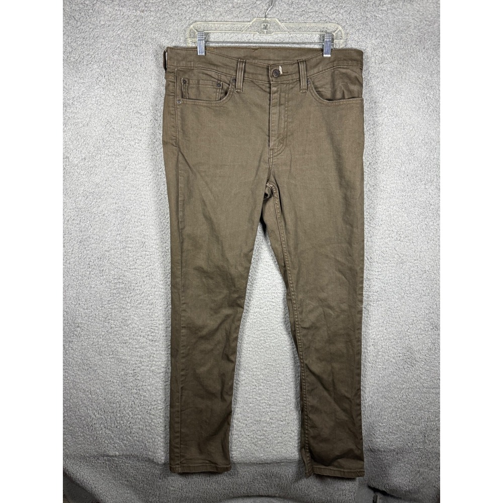 Levis 511 Slim‎ Fit Pants Mens 35x33.5 Olive Brown Stretch Twill WaterLess 04511